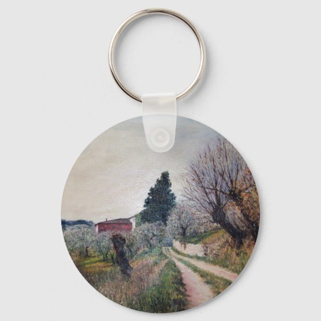 EARLIEST SPRING IN VERNALESE / Tuscany Landscape Keychain (Front)
