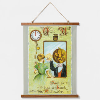 Early 1900s Vintage Halloween Greetings Hanging Tapestry