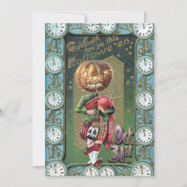Early 1900s Vintage Halloween Greetings Invitation (Front)