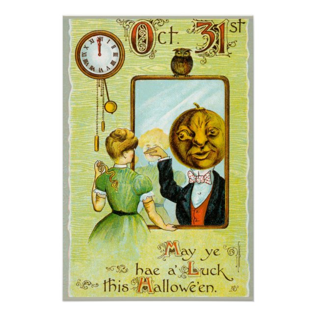 Early 1900s Vintage Halloween Greetings Poster (Front)