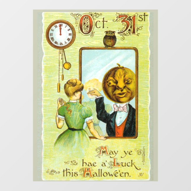 Early 1900s Vintage Halloween Greetings Window Cling (Sheet)