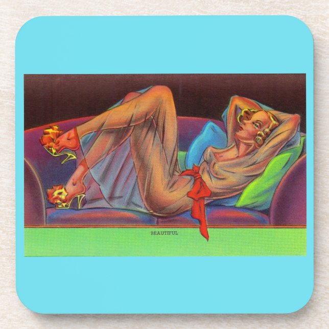 early 1940s Beautiful pin-up girl Coaster (Front)