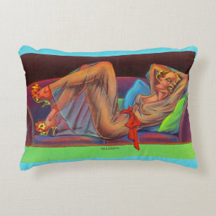 early 1940s Beautiful pin-up girl print Accent Pillow