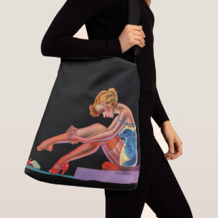 early 1940s Delightful pin-up girl print Crossbody Bag
