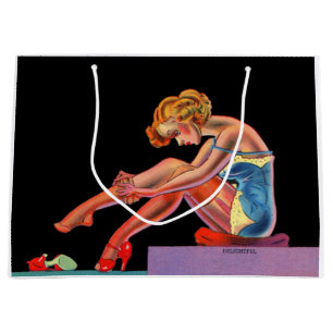 early 1940s Delightful pin-up girl print Large Gift Bag