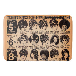 early 1970s wig advertisement bath mat