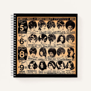 early 1970s wig advertisement print notebook