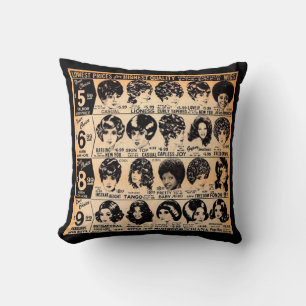 early 1970s wig advertisement print throw pillow