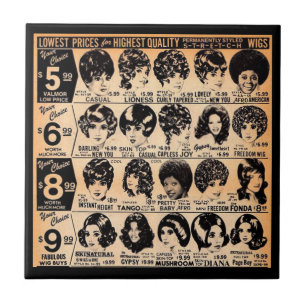 early 1970s wig advertisement tile