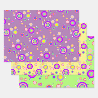 Early 2000s Colourful Circles Geometrical Pattern Wrapping Paper Sheet