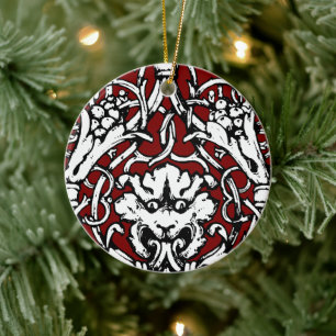 Early 20th Century Knotwork Lion Ceramic Ornament