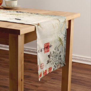 Early Autumn Ancient Chinese Oriental Art Short Table Runner