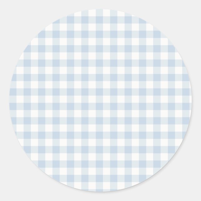 Early Autumn Classic Gingham | Dusty Blue Round Sticker (Front)