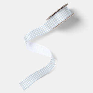 Early Autumn Classic Gingham   Dusty Blue Satin Ribbon