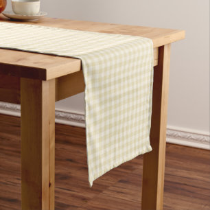 Early Autumn Classic Gingham Golden Wheat Short Table Runner