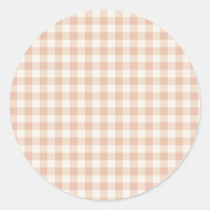 Early Autumn Classic Gingham   Warm Apricot Round Sticker