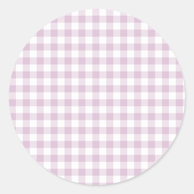 Early Autumn Classic Gingham | Warm Lilac Round Sticker (Front)