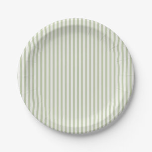Early Autumn Heritage Stripes Soft Olive Paper Plate
