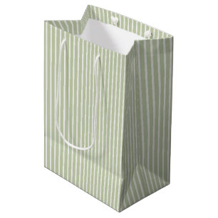 Early Autumn Refined Stripes   Soft Olive Medium Gift Bag