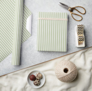 Early Autumn Refined Stripes   Soft Olive Wrapping Paper