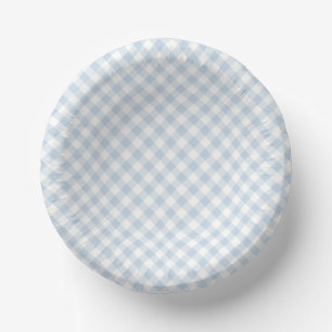 Early Autumn Retro Gingham Dusty Blue Paper Plate