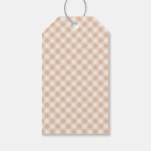 Early Autumn Retro Gingham Warm Apricot Gift Tags