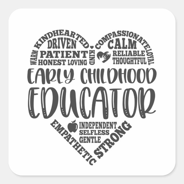 Early childhood educator, teacher square sticker (Front)