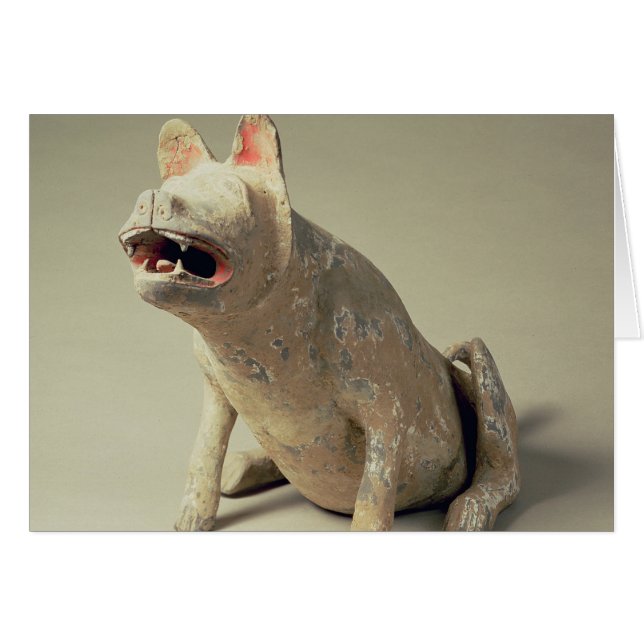 Early Chinese pottery seated dog, tomb (Front Horizontal)