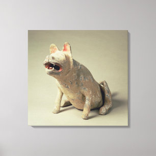 Early Chinese pottery seated dog, tomb Canvas Print