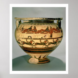 Early Corinthian black-figure column-krater depict Poster