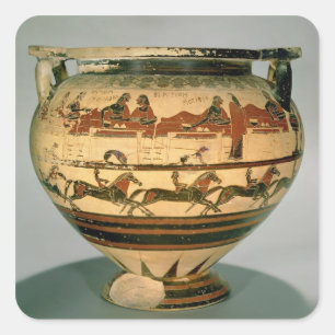 Early Corinthian black-figure column-krater depict Square Sticker