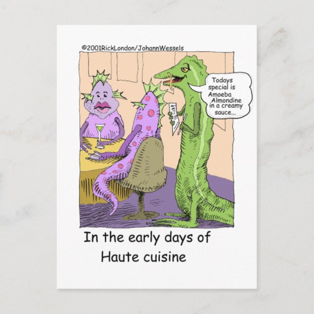 Early Days Of Dining Out Funny Gifts & Tees Postcard (Front)
