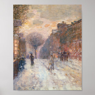 Early Evening After Snowfall (Hassam 1906) Poster