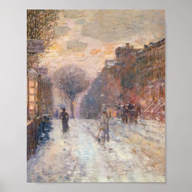 Early Evening After Snowfall (Hassam 1906) Poster (Front)