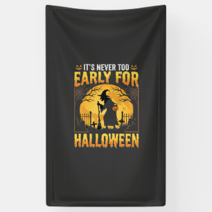 Early for Halloween Witch Graveyard Vintage Design Banner
