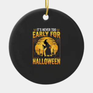 Early for Halloween Witch Graveyard Vintage Design Ceramic Ornament