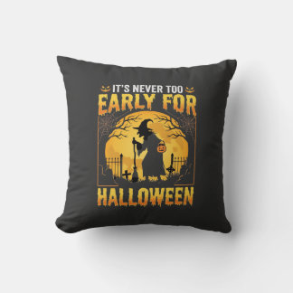 Early for Halloween Witch Graveyard Vintage Design Throw Pillow