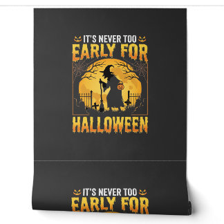 Early for Halloween Witch Graveyard Vintage Design Wallpaper