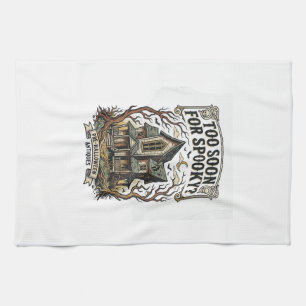 Early Halloween Shirt Vintage Haunted House Design Kitchen Towel