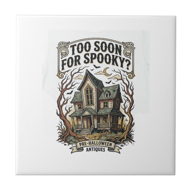 Early Halloween Shirt Vintage Haunted House Design Tile (Front)