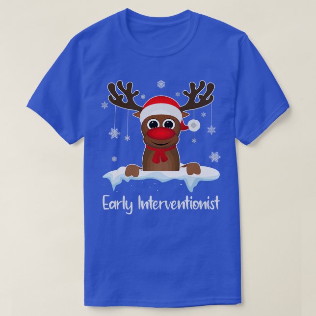 Early Interventionist Squad Reindeer Santa Hat Chr T-Shirt (Design Front)