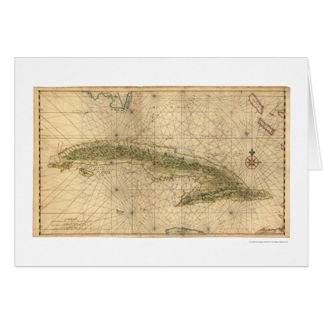 Early Island Of Cuba Map 1639 (Front Horizontal)