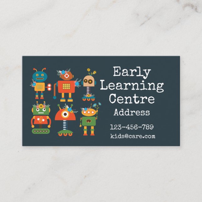 Early Learning Centre Daycare business robots Business Card (Front)