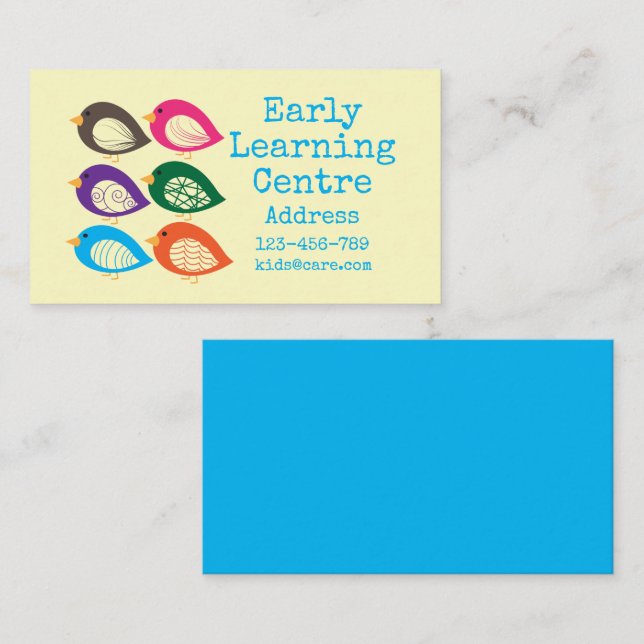 Early Learning Daycare colourful birds Business Card (Front/Back)