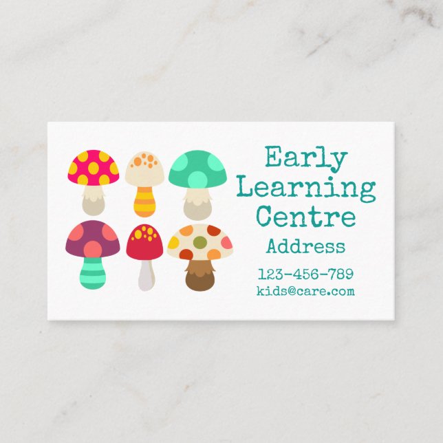 Early Learning Daycare mushroom Business Card (Front)