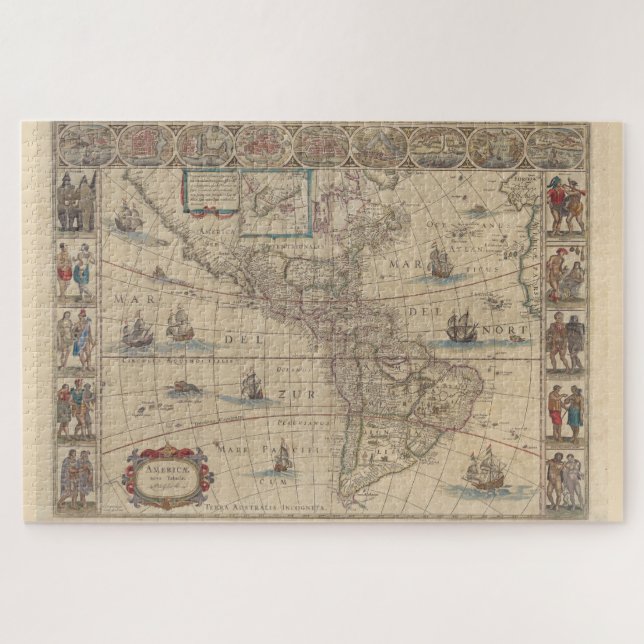 Early Map of the Americas (North & South America) Jigsaw Puzzle (Horizontal)