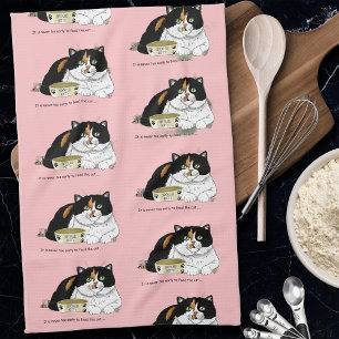 Early Morning Hungry Kitty Kitchen Towel