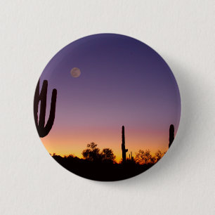 Early Morning Southwest Desert Moon Glow 2 Inch Round Button
