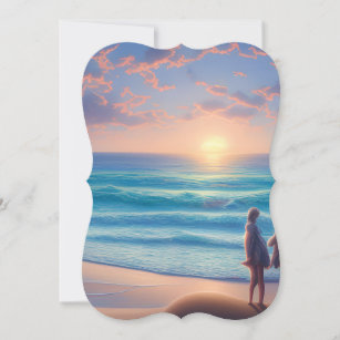 Early Morning Sunrise over a Beach  Gentle Wave Card