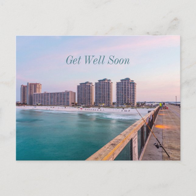 Early Navarre Beach Florida Fishing Get Well Soon Postcard (Front)